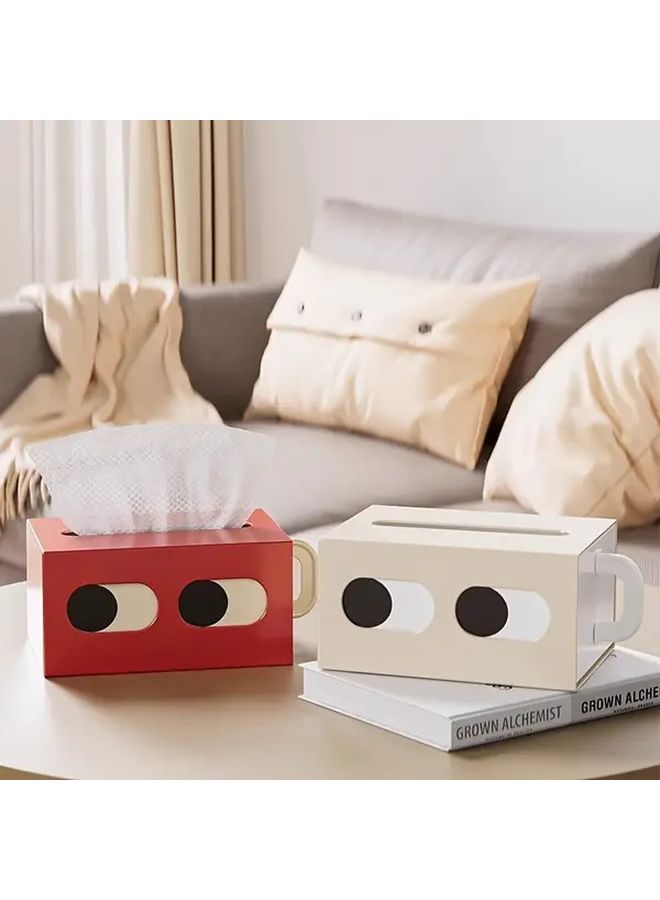 White Self Adhesive Napkin Dispenser Portable Tissue Box Cover Cartoon Design - Image 1