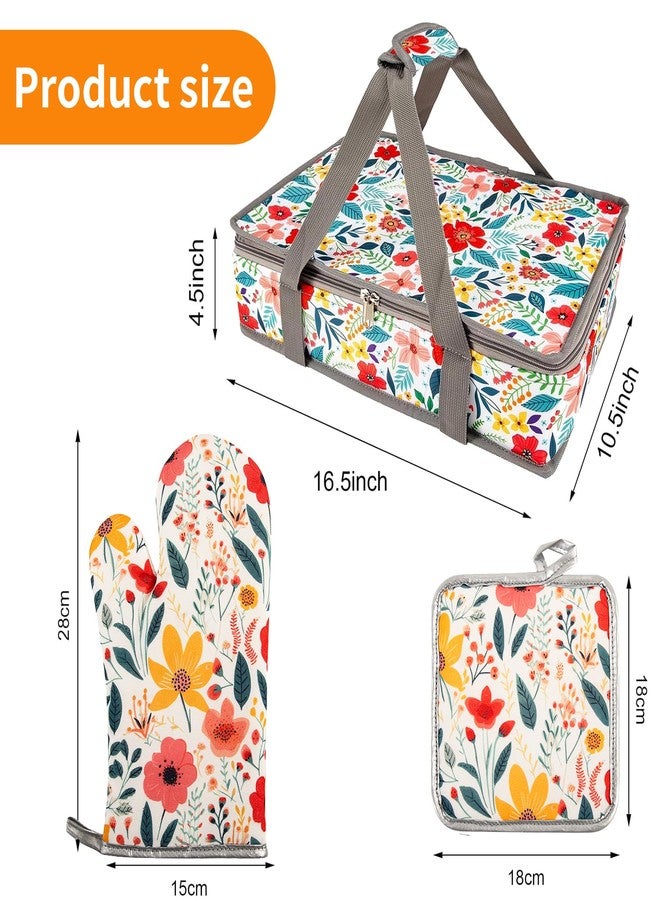 QEES Pioneer Woman Insulated Casserole Carriers for Hot or Cold Food+Oven Mitts and Pot Holders Sets,Oven Gloves+Hot Pads.Pioneer Woman Kitchen Stuff.Pioneer Woman Kitchen Accessories,Gifts for Women (3) - Image 4