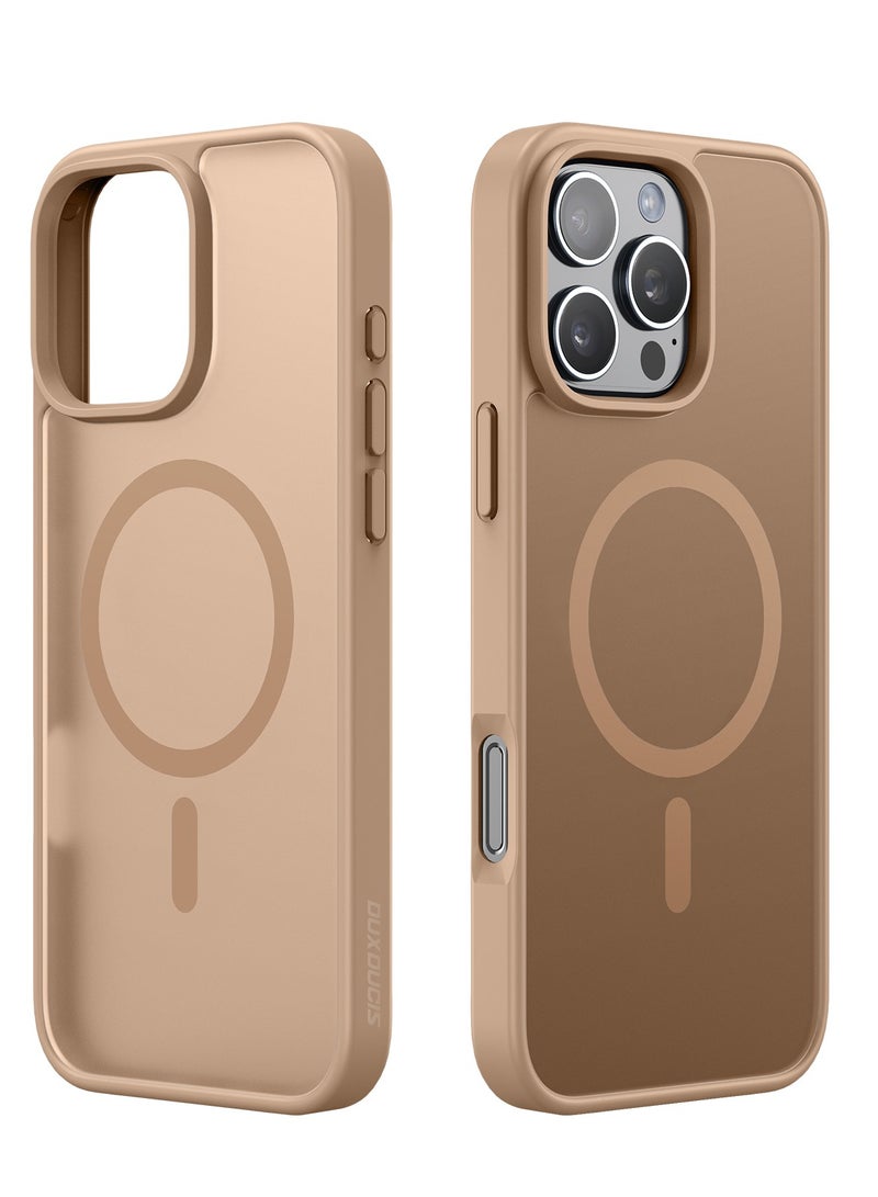 DUX DUCIS Yind Case Anti-Yellowing Matte Clear [Hard PC Back & Soft TPU Bumper] Magnetic Wireless Charging Shockproof Protective Phone Case Cover compatible with Iphone 16 Pro Max (Coffe) - Image 1