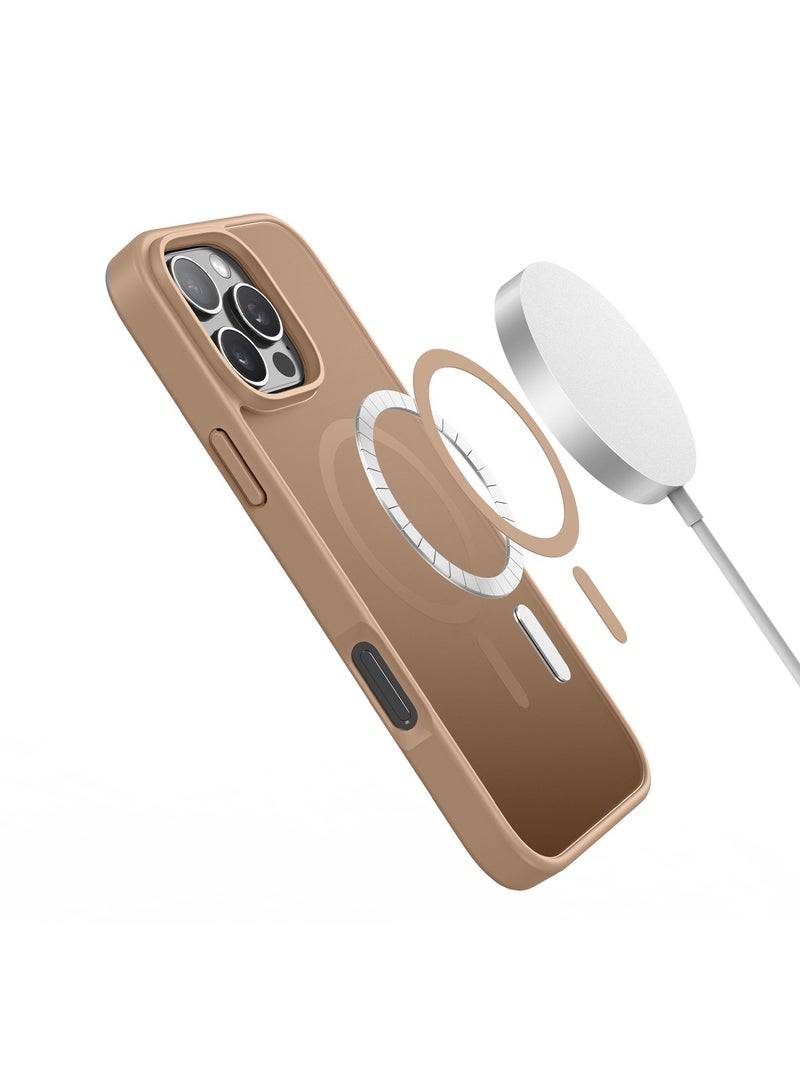 DUX DUCIS Yind Case Anti-Yellowing Matte Clear [Hard PC Back & Soft TPU Bumper] Magnetic Wireless Charging Shockproof Protective Phone Case Cover compatible with Iphone 16 Pro Max (Coffe) - Image 2