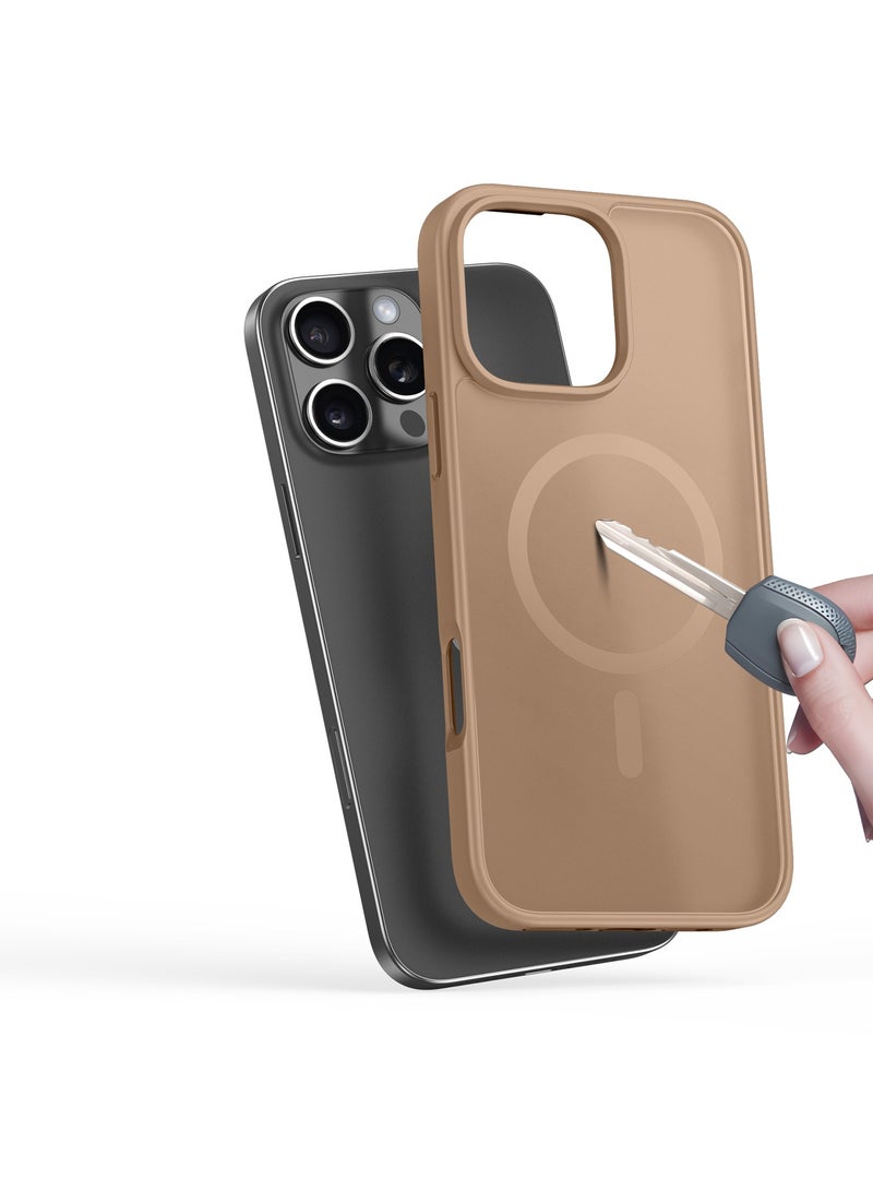 DUX DUCIS Yind Case Anti-Yellowing Matte Clear [Hard PC Back & Soft TPU Bumper] Magnetic Wireless Charging Shockproof Protective Phone Case Cover compatible with Iphone 16 Pro Max (Coffe) - Image 3