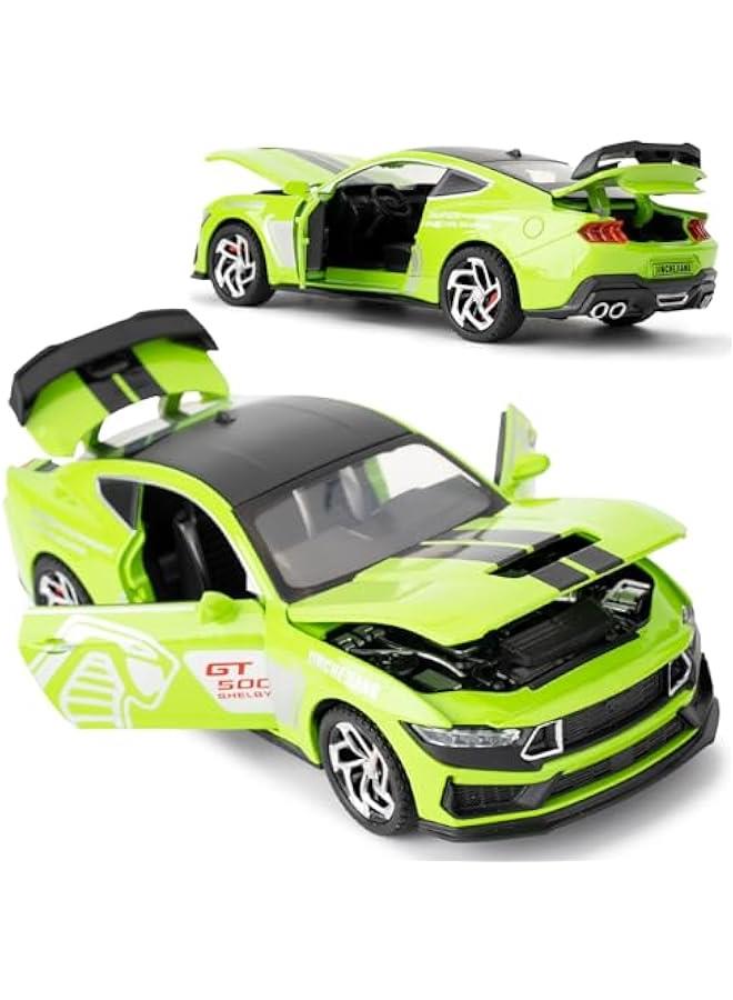 OCTOBER 1/32 Ford Mustang Shelby GT500 Model Car, Zinc Alloy Pull Back Toy car with Sound and Light for Kids Boy Girl Gift(Green)  - Image 4
