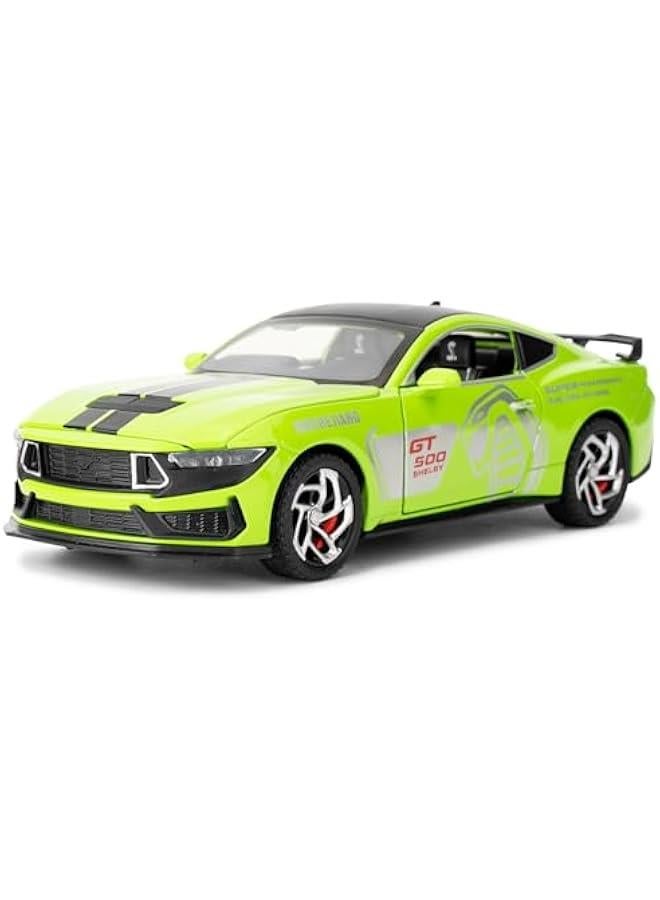 OCTOBER 1/32 Ford Mustang Shelby GT500 Model Car, Zinc Alloy Pull Back Toy car with Sound and Light for Kids Boy Girl Gift(Green)  - Image 1