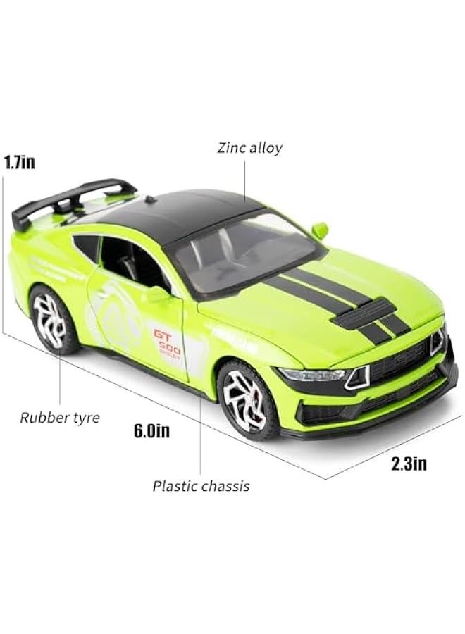 OCTOBER 1/32 Ford Mustang Shelby GT500 Model Car, Zinc Alloy Pull Back Toy car with Sound and Light for Kids Boy Girl Gift(Green)  - Image 3