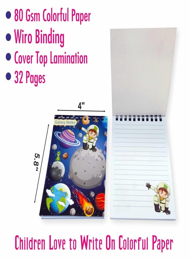 Omnipresent Pack Kids Galaxy Space Astronaut Printed Ruled Laminated Cover Colourful Notepad, 32 Pages, Set of 20 (Size: 5.8 x 4 inch) - Image 2