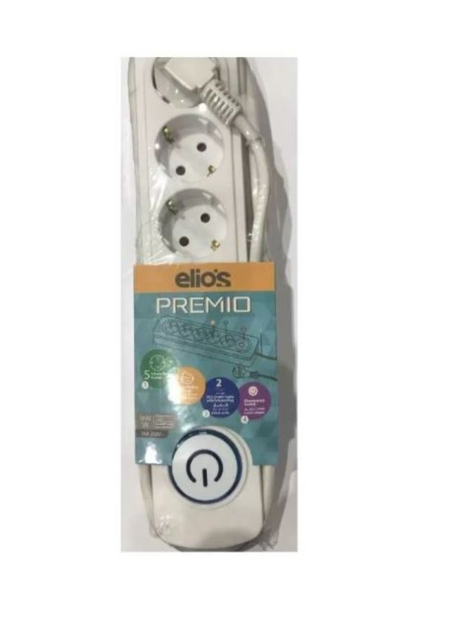 إليوس Elios مشترك كهرباء Electric Power Outlets Premio مع 5 منافذ - أبيض - موديل 6223004126253 - Image 2