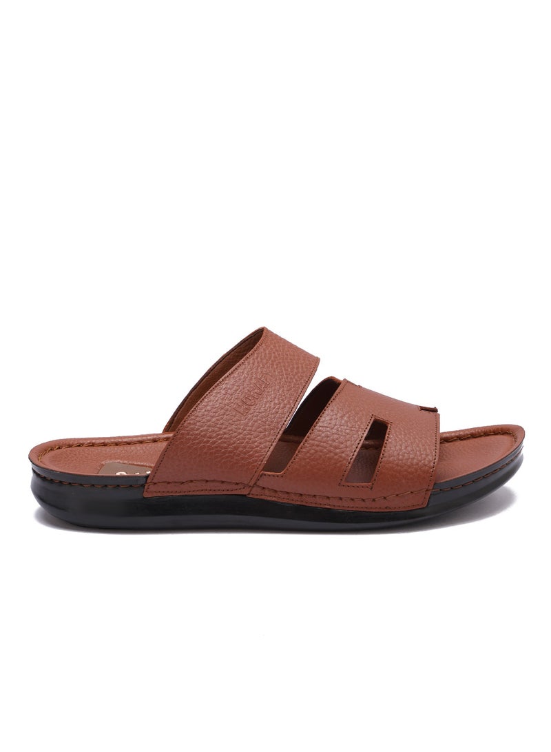 Men's Genuine Leather Slippers Classic Cut Out Design – Non-Slip Sole – Comfortable and Stylish Everyday Wear - Image 4