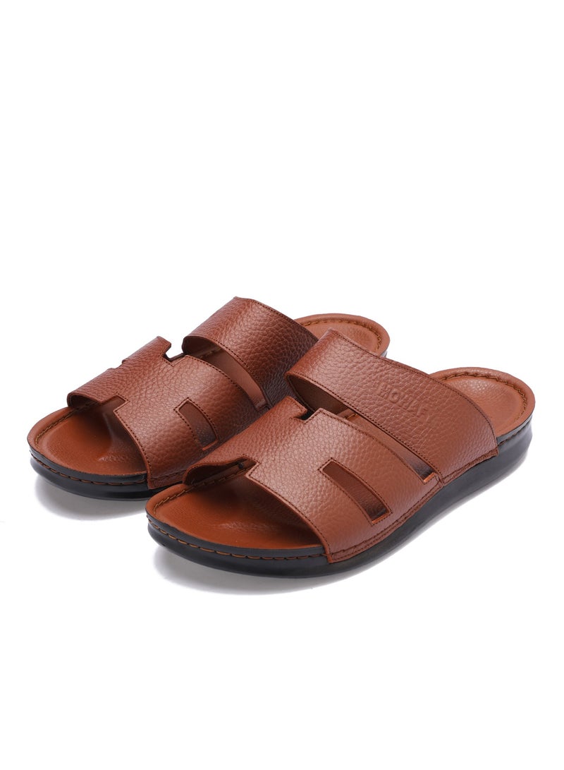 Men's Genuine Leather Slippers Classic Cut Out Design – Non-Slip Sole – Comfortable and Stylish Everyday Wear - Image 2