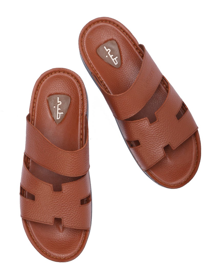 Men's Genuine Leather Slippers Classic Cut Out Design – Non-Slip Sole – Comfortable and Stylish Everyday Wear - Image 3