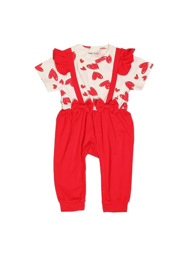 AIKO-Red Heart Design Dungree Set - Image 2