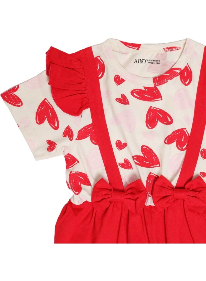 AIKO-Red Heart Design Dungree Set - Image 4