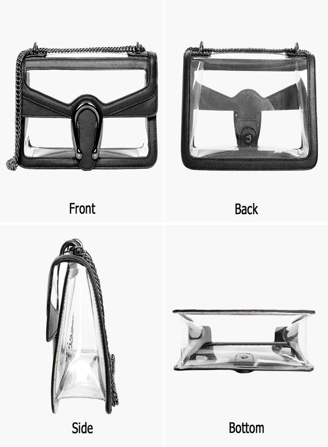 Joryin Clear Bag for Women Stadium Approved Clear Purse Shoulder Bag Crossbody Bag Fashion Small Handbag Clutch Bag Transparent Bag Black - Image 3