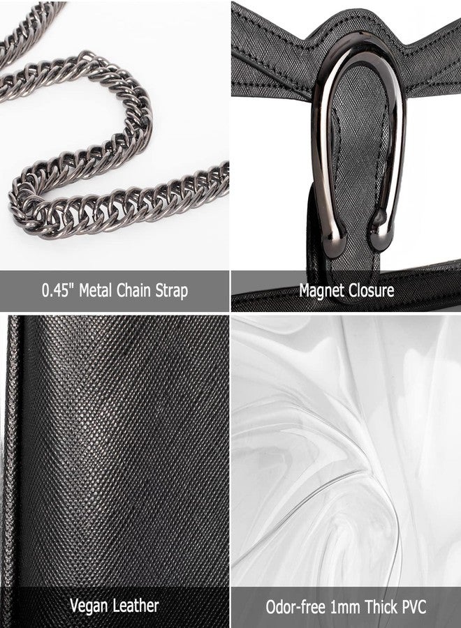 Joryin Clear Bag for Women Stadium Approved Clear Purse Shoulder Bag Crossbody Bag Fashion Small Handbag Clutch Bag Transparent Bag Black - Image 5