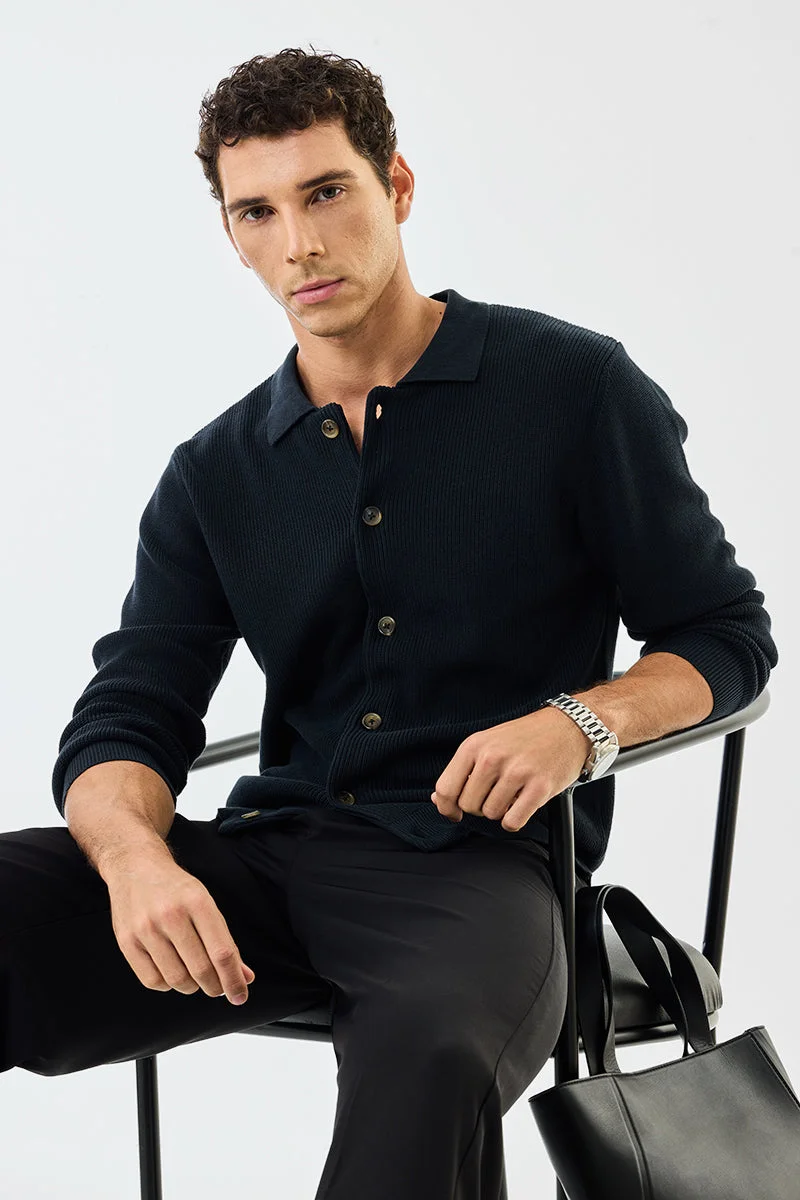 SNITCH Regular Fit Knitted Polo Cardigan