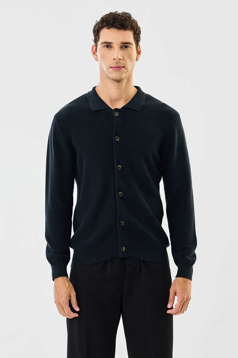 SNITCH Regular Fit Knitted Polo Cardigan