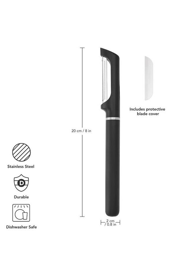 KitchenAid Premium Euro Peeler Onyx Black – Stainless Steel Serrated Blade Peeler with Protective Cover for Vegetable & Fruits - Image 3