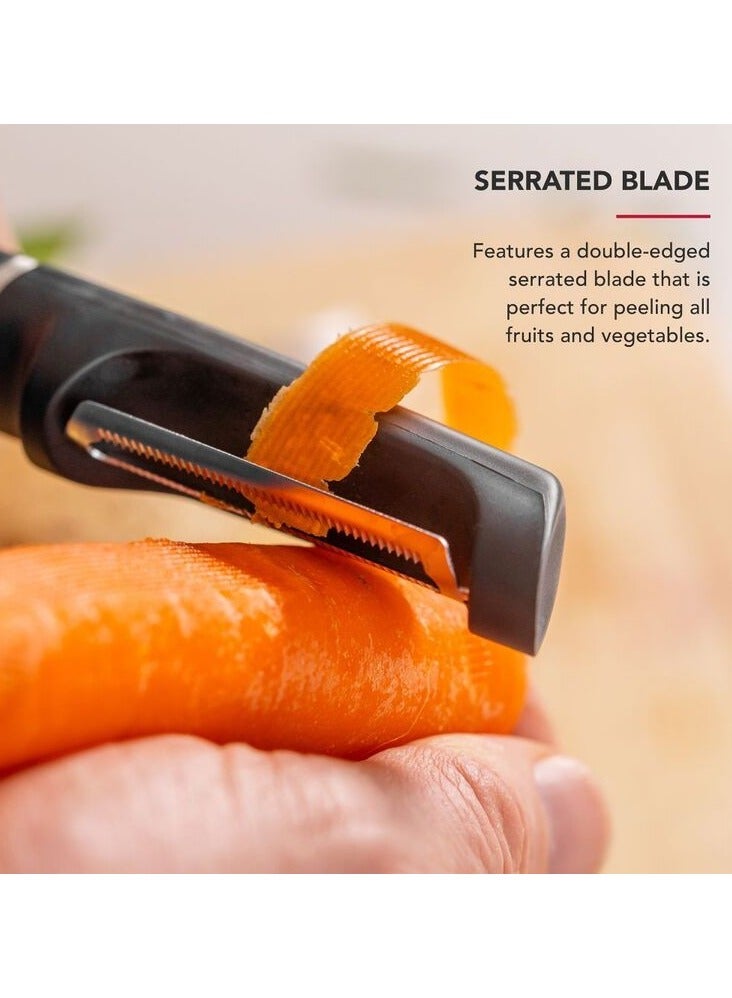 KitchenAid Premium Euro Peeler Onyx Black – Stainless Steel Serrated Blade Peeler with Protective Cover for Vegetable & Fruits - Image 4