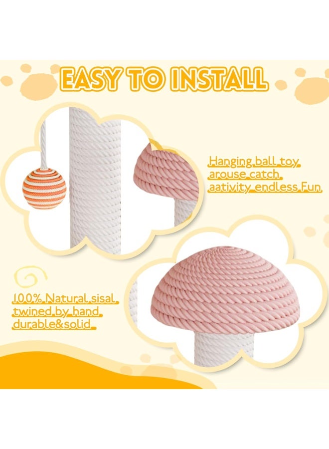 Bukela خدش قطط على شكل فطر للقطط الصغيرة والهررة، عمود خدش متعدد المستويات من سيزال مع كرات معلقة ومسار، قاعدة خشبية متينة لأثاث القطط للخدش واللعب في الداخل - Image 3