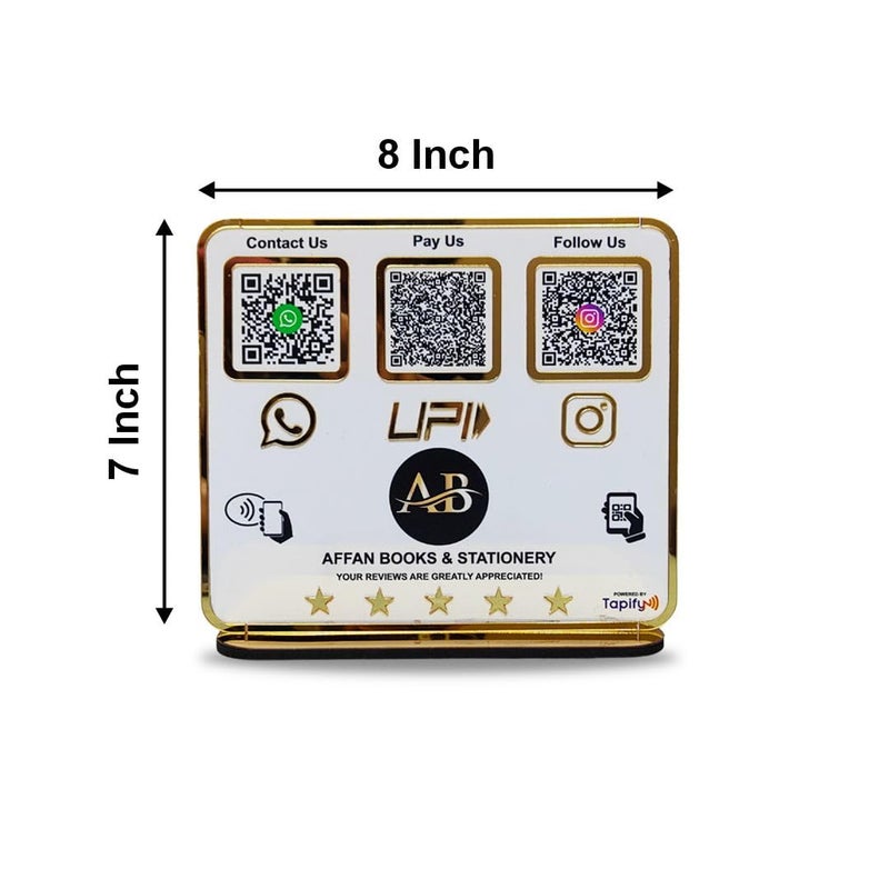 Tapify Premium Smart NFC 3-in-1 Table Top White Standee | Link Google Instagram Facebook Profiles Instantly | Contactless Profile Sharing with QR Code Tap for Desk Reception - Image 3