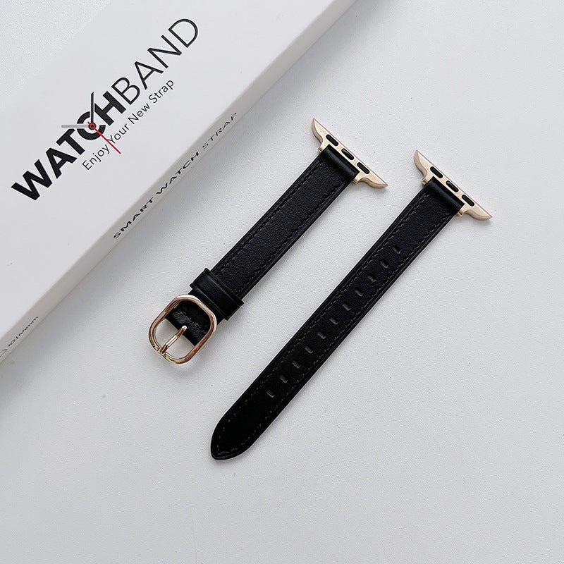 Suitable For Iwatch7 Apple Strap Small Waist Applewatch654321 Generation Se Leather Strap For Girls Thin - Image 1
