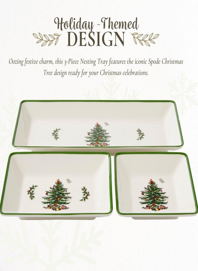 Spode Christmas Tree 3-Piece Dessert Trays, Serveware - Holiday Dinnerware & Decorative Tray, Holiday Winter Serving for All Parties & Occasions - for Snacks, Appetizers, Cookies - Image 3