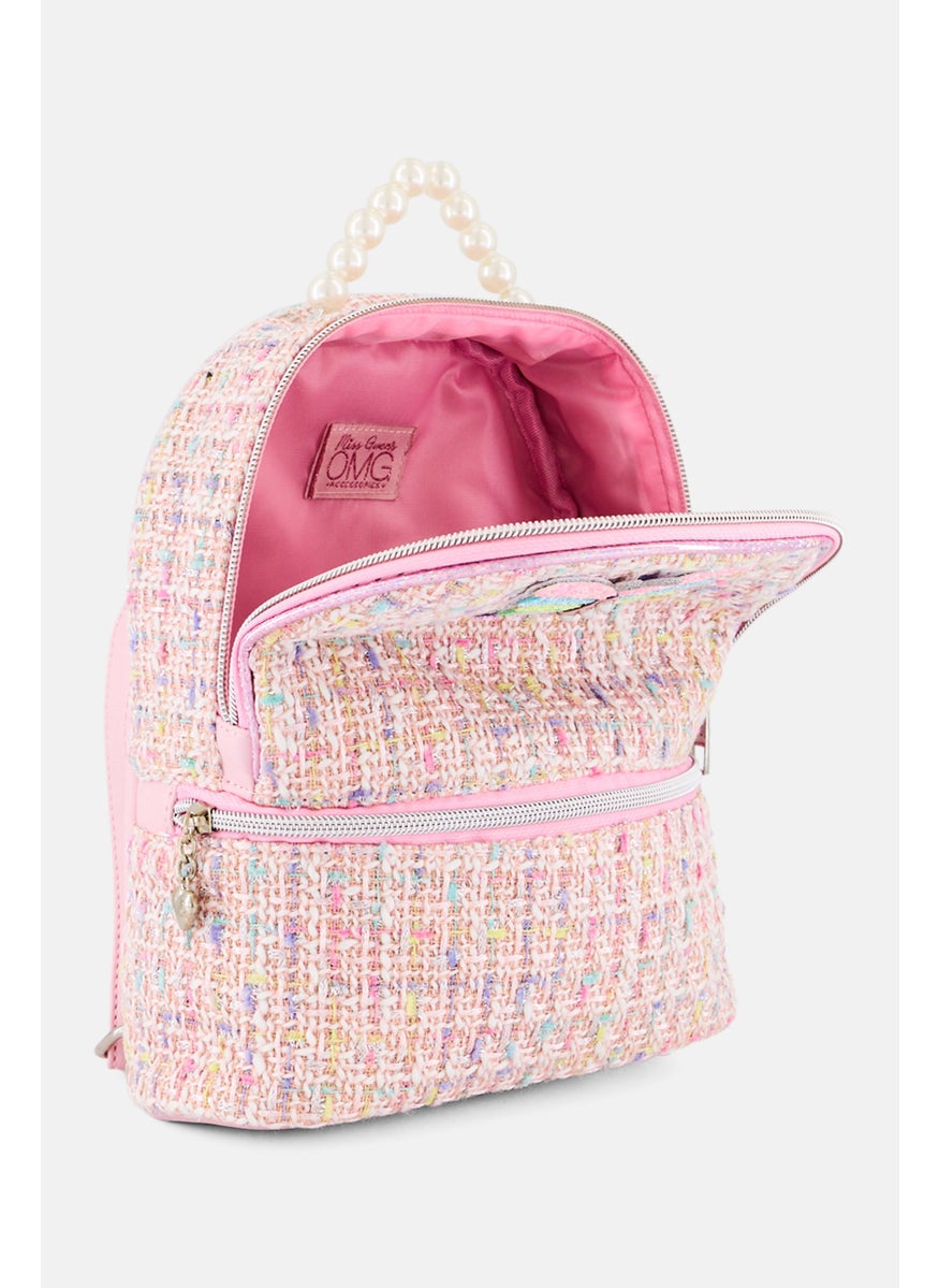 OMG Accessories Kids Girl Butterfly Tweed Mini Back Pack 19 H x 19 L x 11 W cm, Pink  - Image 3