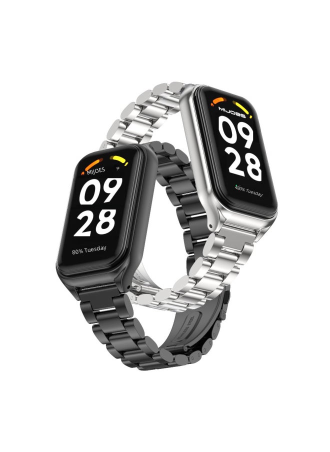 Generic - Redmi Band 2 Milanese Metal Three-bead Stainless Steel Wristband Suitable For XiaomiBand 8 Active-Color:Three Beads-Silver-Specifications:for Redmi Band2/Mi Band 8 Active - Image 1