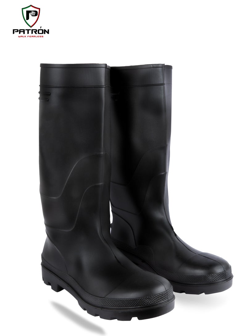 Patron Black Gum Boot With Safety (Steel Toe) Liquid-Resistant | W3073  - Image 1