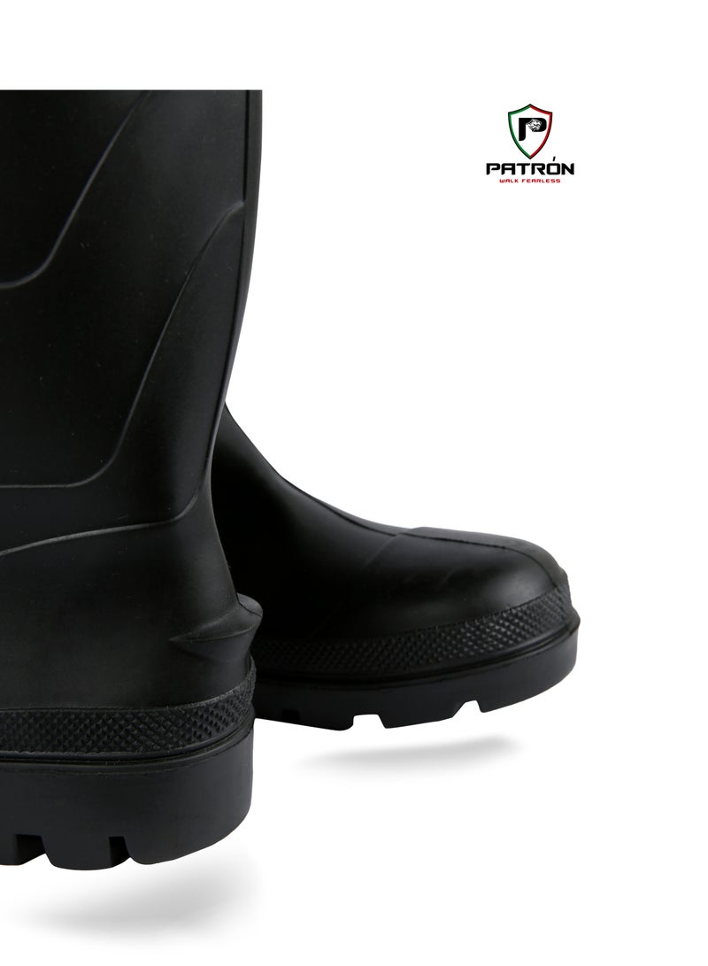 Patron Black Gum Boot With Safety (Steel Toe) Liquid-Resistant | W3073  - Image 4
