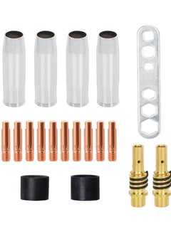 Excefore Welding Contact Tips Kit for MB15 Welding Torch, Includes 0.8mm M6 Tips, Holder, Diffuser, Shield Cup, and Nozzle Kit, Complete Accessories Set for 15AK MIG Welding Torch  - Image 1