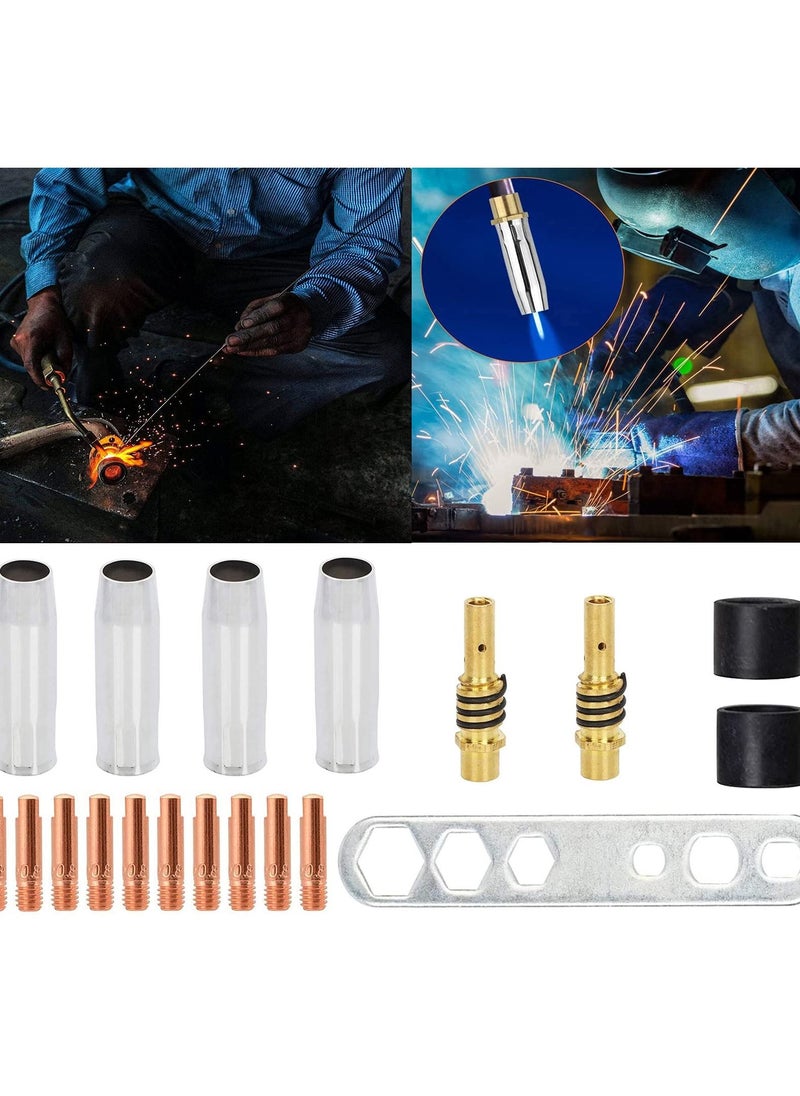 Excefore - Welding Contact Tips Kit for MB15 Welding Torch, Includes 0.8mm M6 Tips, Holder, Diffuser, Shield Cup, and Nozzle Kit, Complete Accessories Set for 15AK MIG Welding Torch - Image 1