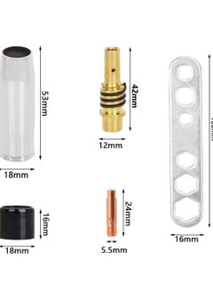 Excefore Welding Contact Tips Kit for MB15 Welding Torch, Includes 0.8mm M6 Tips, Holder, Diffuser, Shield Cup, and Nozzle Kit, Complete Accessories Set for 15AK MIG Welding Torch  - Image 2