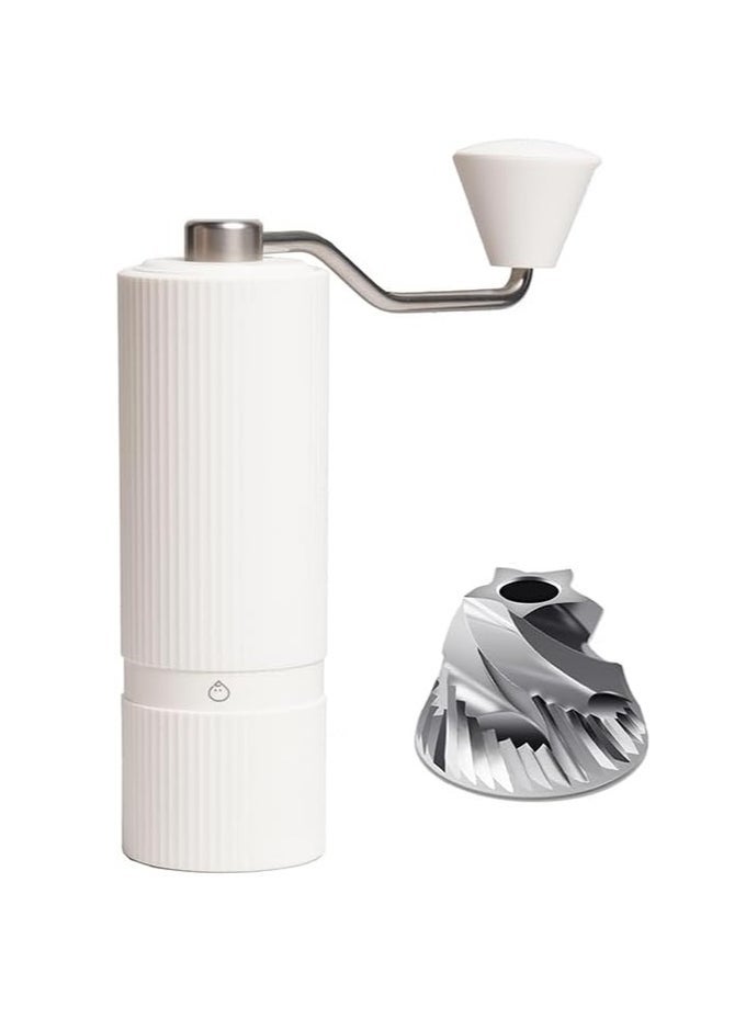 PORTABLE MANUAL COFFEE GRINDER  27 PRECISE GRIND SETTINGS, ANTI-DROP DESIGN , CNC STAINLESS STEEL BURR FOR HOME & TRAVEL | GOOSEY SERIES(WHITE)