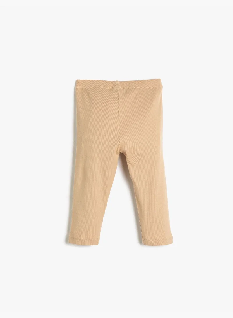 KOTON Cotton Leggings Basic Bermuda Ribbed Cotton