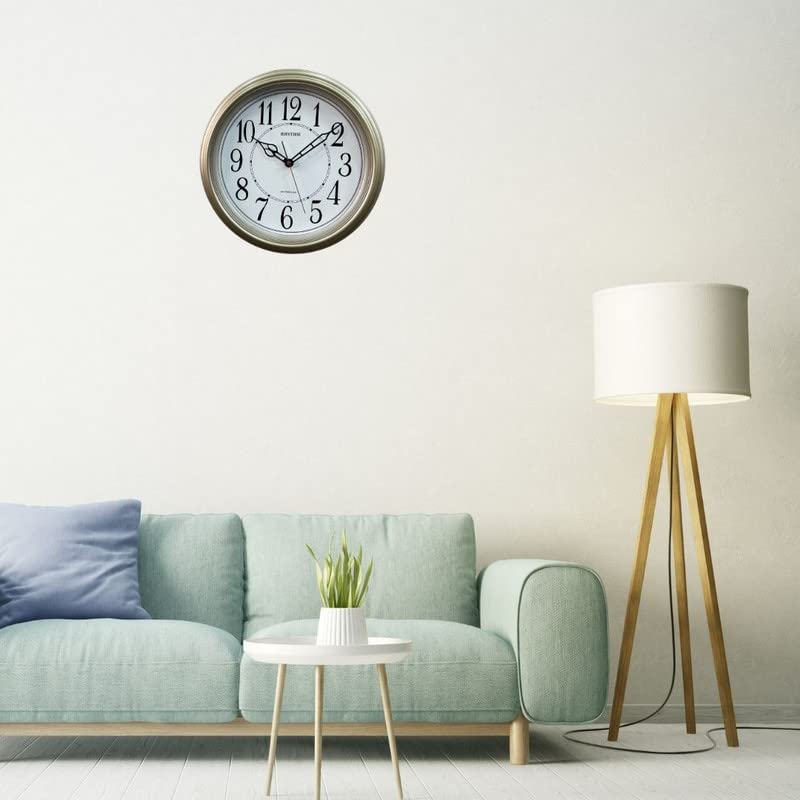 RHYTHM (Japan Classic Round Plastic Case Golden Color Arabic Numerals Analog Home/Office Décor Wall Clock (Size: 36 x 5.6 x 36 CM | Weight: 900 grm) - Image 2