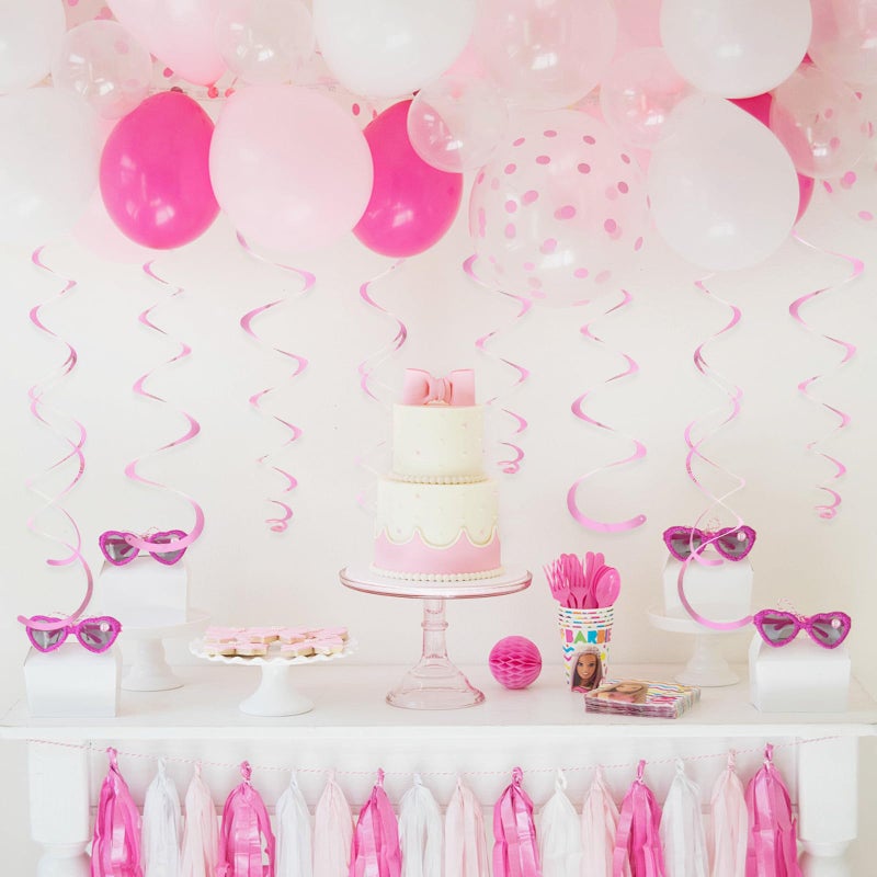 PatiCool 24 PCS Pink Hanging Swirl, Sparkle Ceiling Hanging Decorations, Plastic Streamer Party Decorations with Double-Swirls and Single-Swirls for Birthday Decorations, Valentine's, Galentines,Baby Shower - Image 3