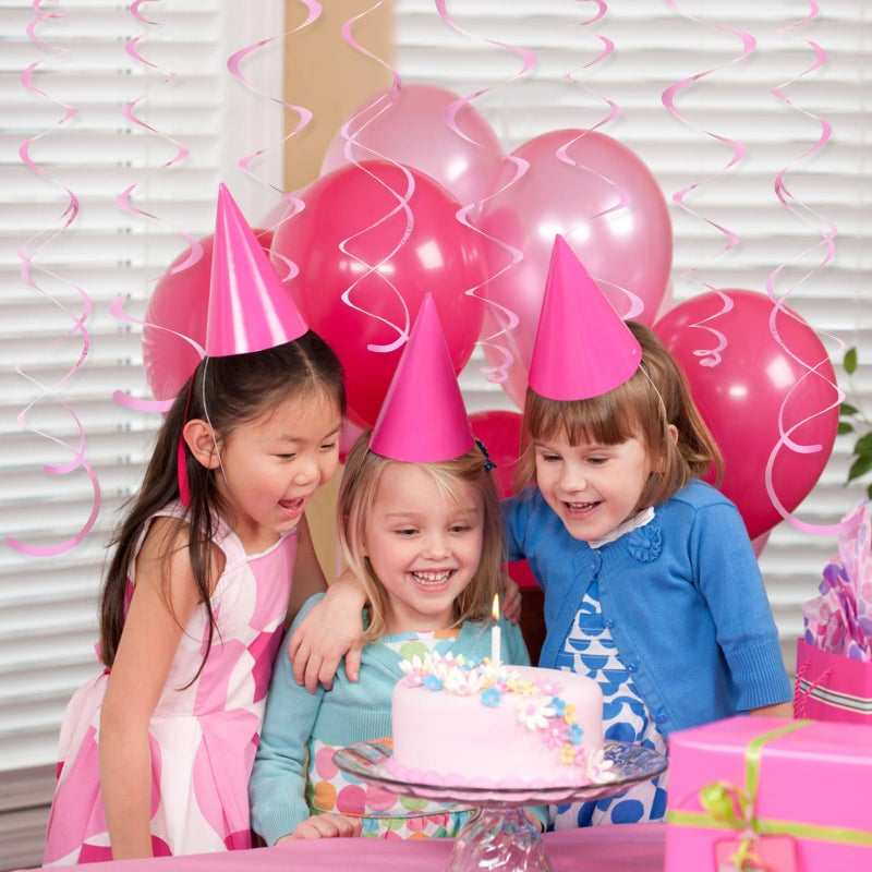PatiCool 24 PCS Pink Hanging Swirl, Sparkle Ceiling Hanging Decorations, Plastic Streamer Party Decorations with Double-Swirls and Single-Swirls for Birthday Decorations, Valentine's, Galentines,Baby Shower - Image 4