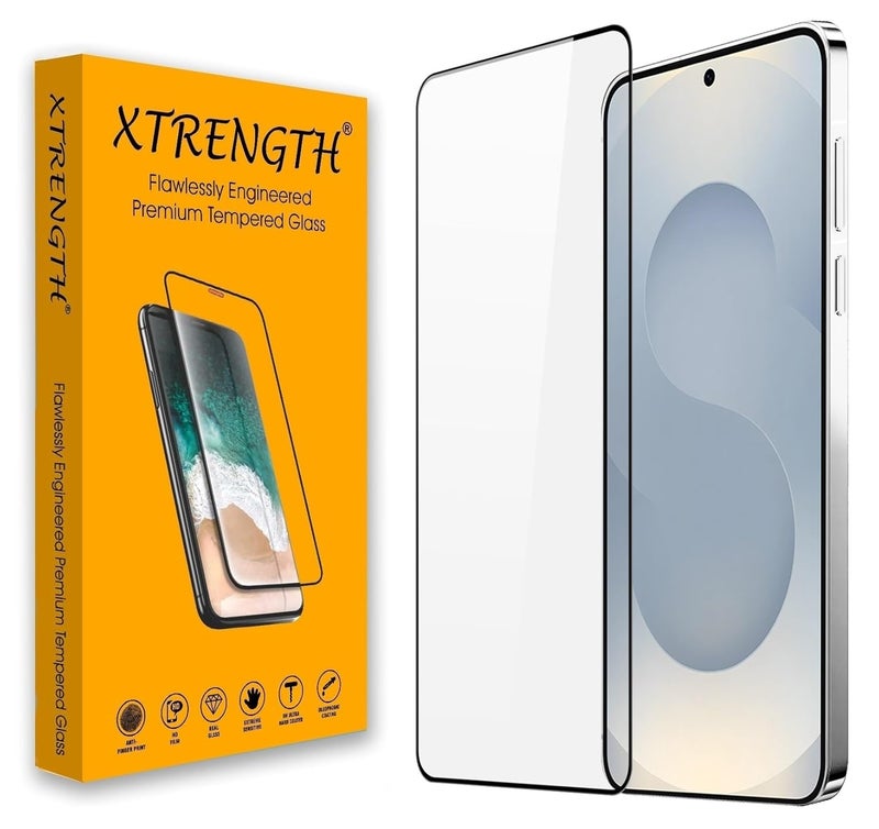 XTRENGTH Advanced HD+ Tempered Glass Screen Protector Designed for Samsung Galaxy S25 Edge - Edge to Edge Full Screen Coverage with Easy Installation Kit (Anti-Scratch) - Image 1