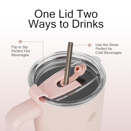 SOLARA Elixir 1200ml Insulated Tumbler with Straw and Lid, Sipper Water Bottle for Adults, Tumbler Bottle, 40oz Stainless Steel Tumblers for Hot and Cold, Coffee Travel Mug, Office, Dusky Pink - Image 2