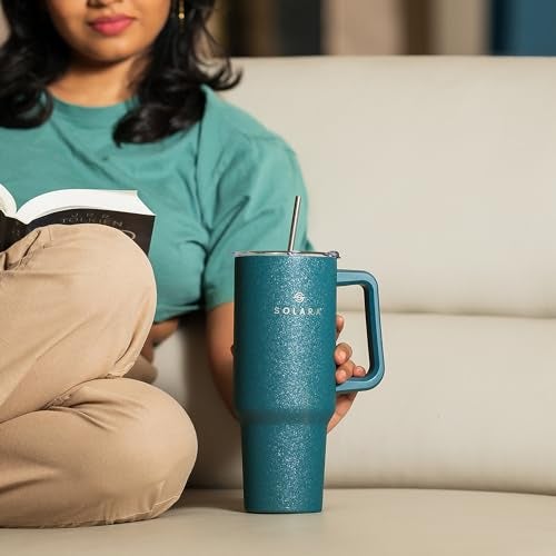 SOLARA Elixir 1200ml Insulated Tumbler with Straw and Lid, Sipper Water Bottle for Adults, Tumbler Bottle, 40oz Stainless Steel Tumblers for Hot and Cold, Coffee Travel Mug, Office, Dusky Pink - Image 5