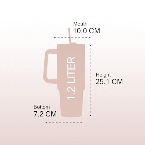 SOLARA Elixir 1200ml Insulated Tumbler with Straw and Lid, Sipper Water Bottle for Adults, Tumbler Bottle, 40oz Stainless Steel Tumblers for Hot and Cold, Coffee Travel Mug, Office, Dusky Pink - Image 4