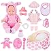 deAO 13 Baby Doll Playset with Bassinet Carrier Bed Baby Doll Accessories Including Pillow Clothes Pacifier Pretend Play Set Gifts for Girls Ages 3 - Image 2