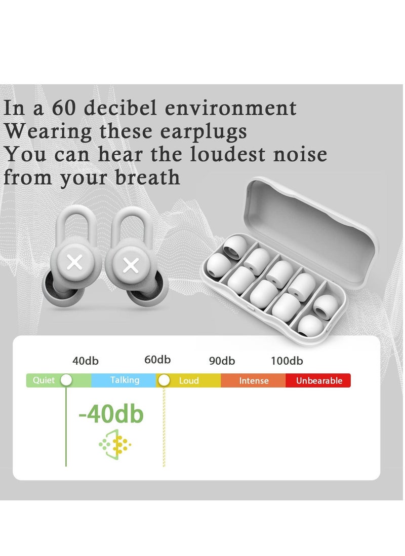 Sleep Noise-Cancelling Earplug Set, Reusable Anti-noise Sleep Silicone Earplugs to Learn Quiet and Noise-proof Hearing Protection for Concerts, Motorcycles, Work, and Noise Sensitivity (Gray)