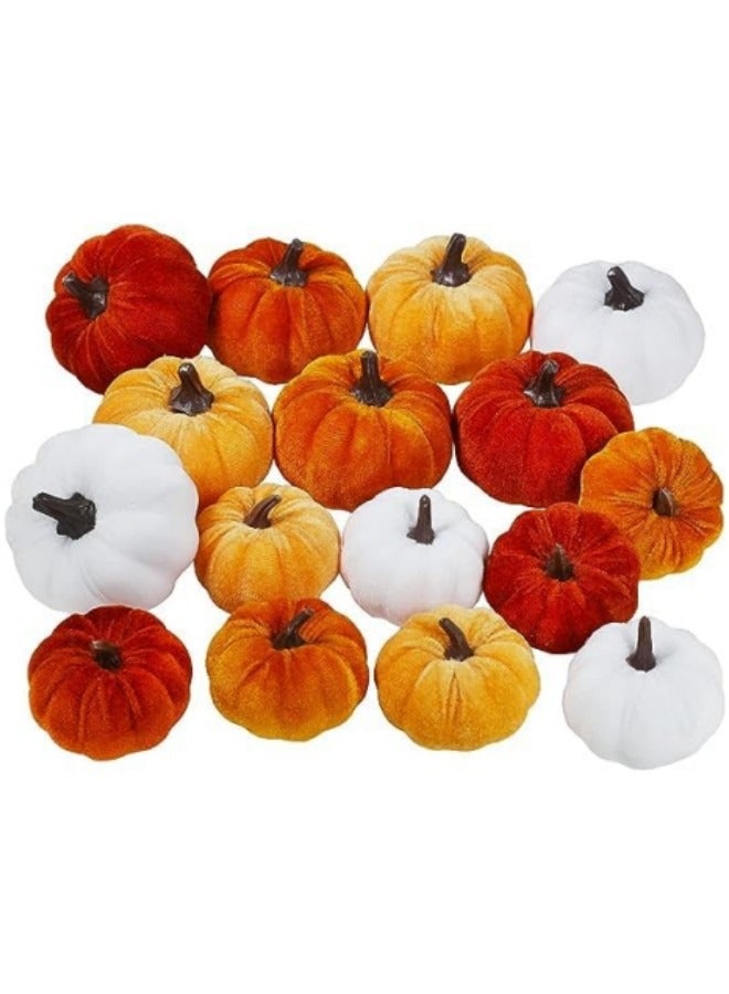 GGEROU 16-Piece Pumpkin Decor for Home Fall Decoration, Velvet Foam Pumkins for Artificial Craft  - Image 2
