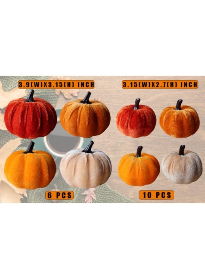 GGEROU 16-Piece Pumpkin Decor for Home Fall Decoration, Velvet Foam Pumkins for Artificial Craft  - Image 3