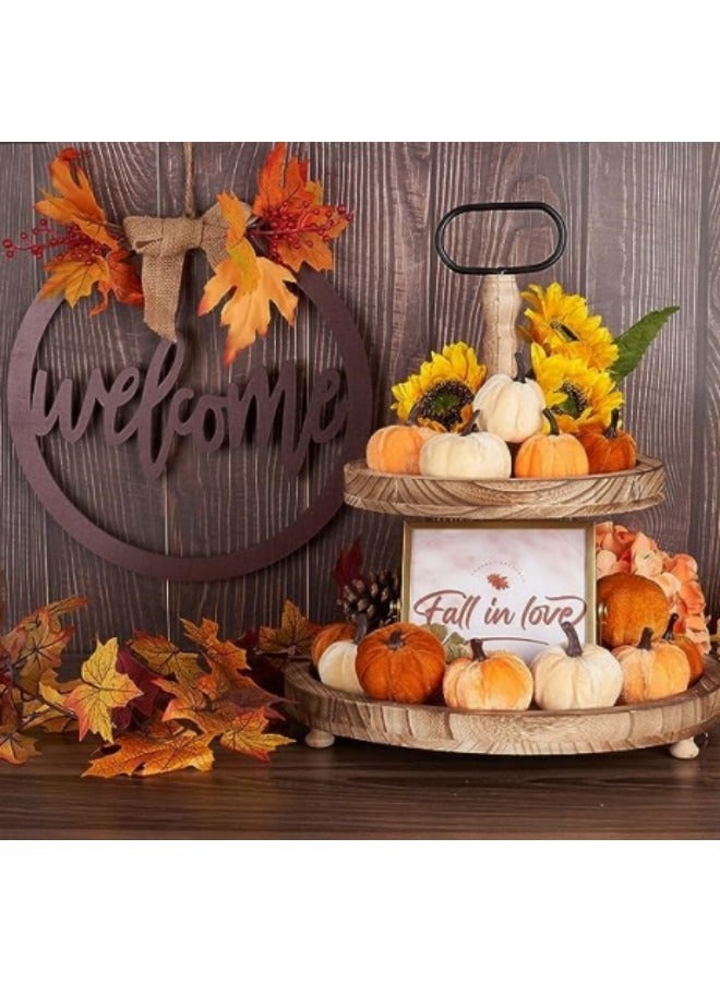 GGEROU 16-Piece Pumpkin Decor for Home Fall Decoration, Velvet Foam Pumkins for Artificial Craft  - Image 4