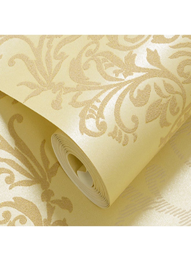 NIBEMINENT 3D Floral Living Room Wallpaper Gold 53x1000centimeter