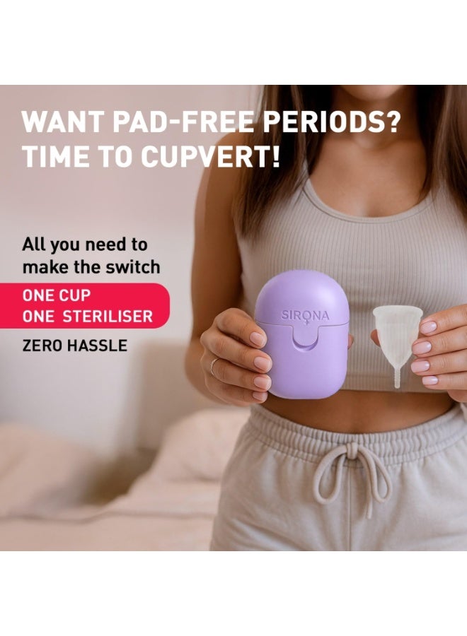 Sirona Reusable Menstrual Cup for Women (Small) with Microwaveable Sterilizer (1 Cup + 1 Sterilizer) | FDA Approved | 100% Medical Grade Silicone | Rash Free & Leak-Proof Protection for 8-10 Hours - Image 3