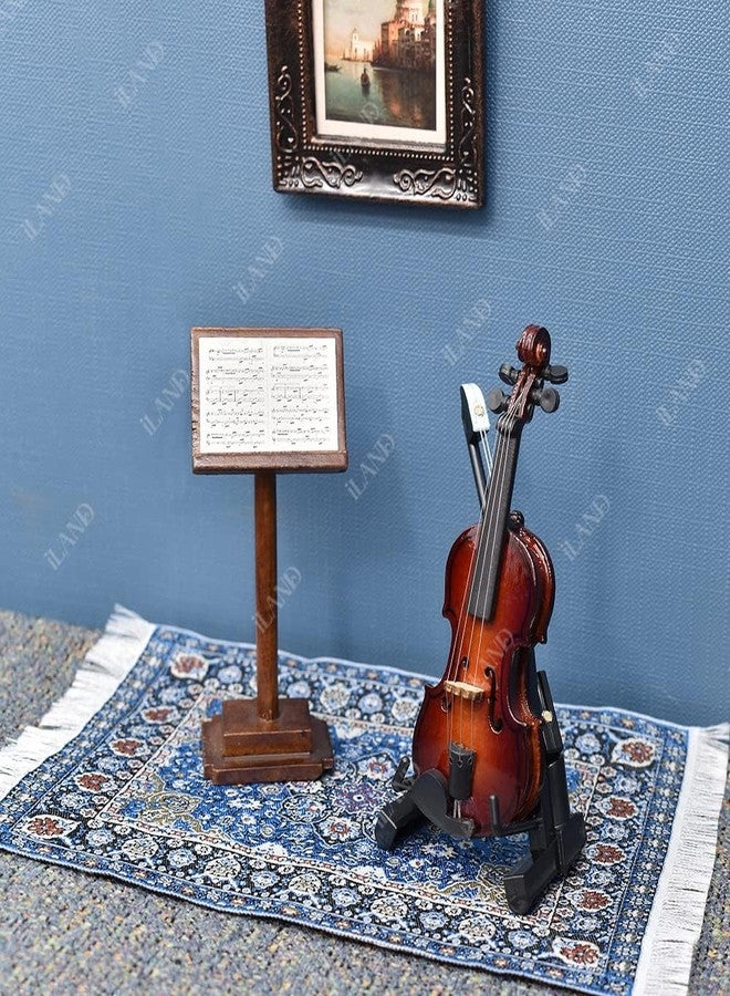 iLAND Miniature Dollhouse Accessories Vintage of Carpet for Dollhouse Furniture on 1/12 Scale and 3” - 12” Dolls, Woven Dollhouse Rugs 6” x 3.8”(2pcs Brilliance) - Image 2