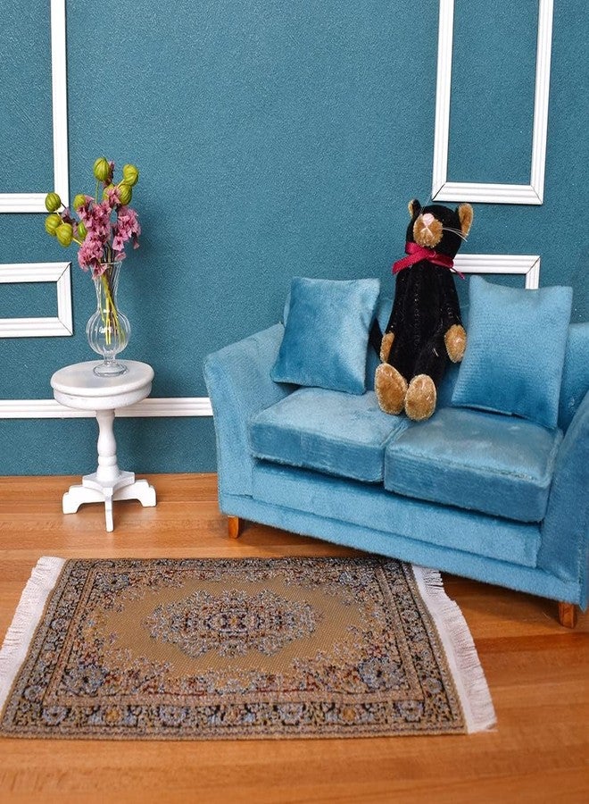 iLAND Miniature Dollhouse Accessories Vintage of Carpet for Dollhouse Furniture on 1/12 Scale and 3” - 12” Dolls, Woven Dollhouse Rugs 6” x 3.8”(2pcs Brilliance) - Image 5
